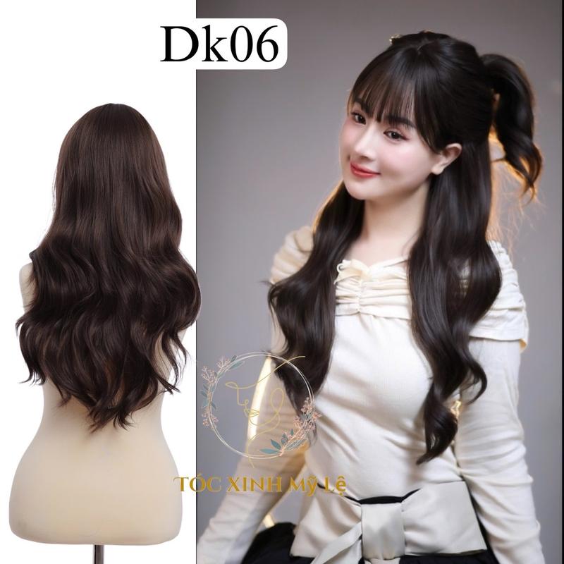 Dk06 dệt kim thế hệ mới Nguyên bộ xoăn dợn nhiều. Kèm lược+dưỡng tóc+lưới trùm tóc thật chất tóc bằng sợi tơ nhân tạo dài tầm 58cm. Chiệu nhiệt 120-140độ Women Wig Tóc Giả
