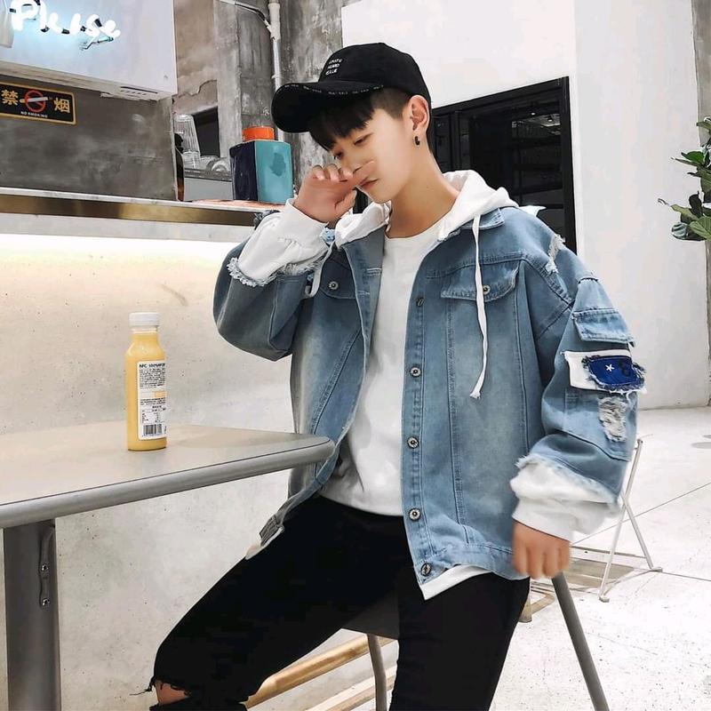 [40 -85kg] Áo khoác jean nam nữ phối nón nỉ dày dặn có túi trong cực hot 7