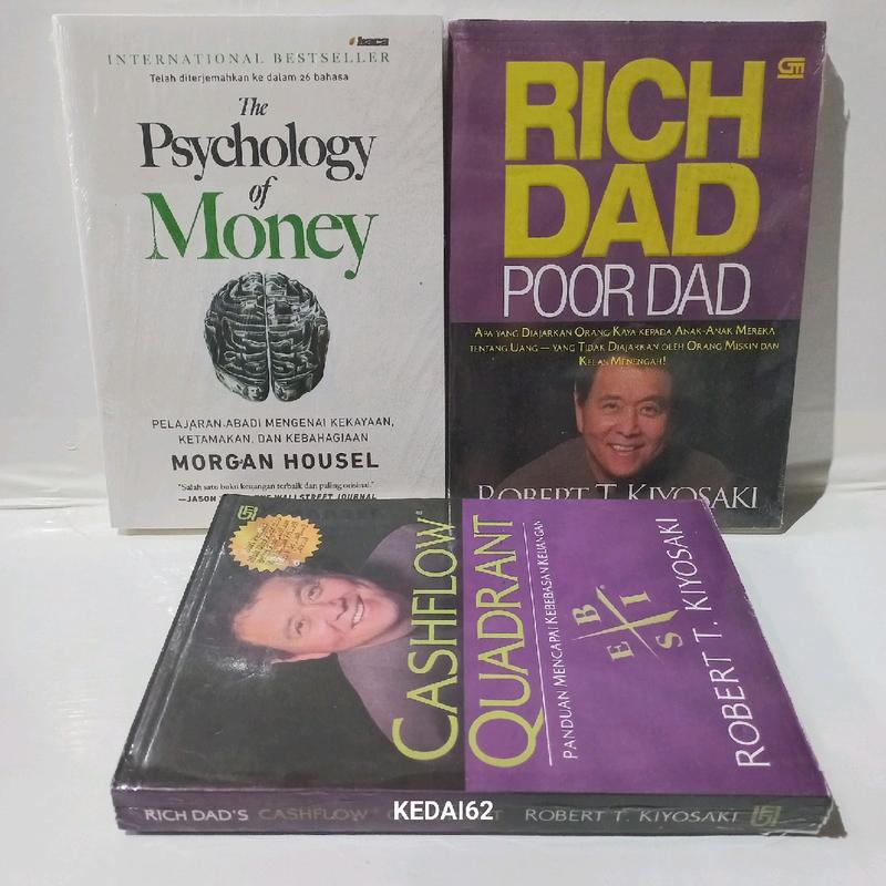 PAKET ISI 3 BUKU MOTIVASI CASHFLOW QUADRANT + THE PSYCHOLOGY OF MONEY + RICH DAD POOR DAD Soft Cover 0
