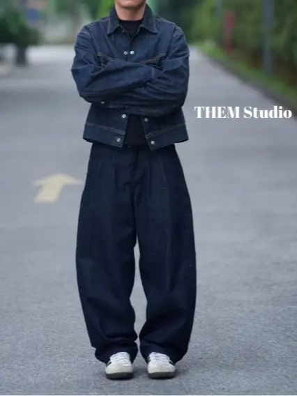 Quần Jean, RELAXED SLOUCHY FIT, Màu Đen Thô, By THEM. Quần Nam, Có Túi