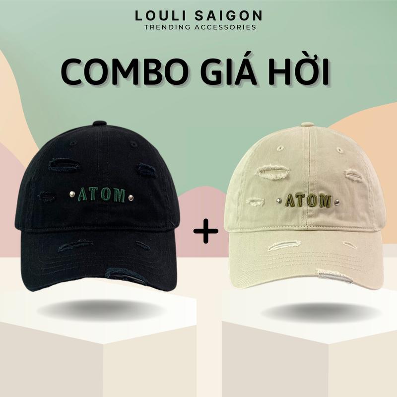[COMBO 2] Mũ lưỡi trai LOULI SAIGON chữ ATOM chất vải kaki cao cấp, form mềm