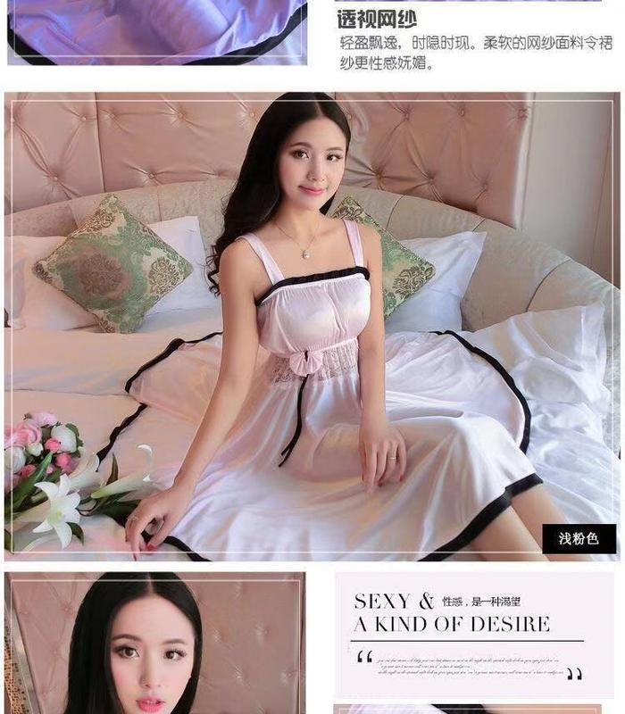 Product Introduction of Đồ Ngủ Lụa Lạnh Phong Cách Hàn Quốc, Dành Cho Nữ, Có Áo Ngực, Mỏng Và Gợi Cảm, Váy Ngủ, Thiết Kế Băng Giá, Kiểu Dây Đeo Băng Quấn Không Tay Dài Trung Bình Thích Hợp Mặc Nhà, Mùa Hè 9