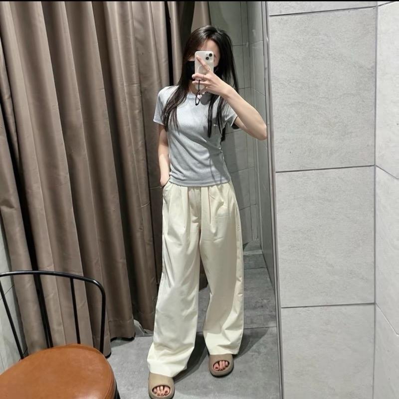 [COMBO 2 QUẦN] Quần Đũi Nhăn Ống Suông Nữ Dáng Rộng Cạp Chun Lưng Cao Có Túi Trước Pants 3