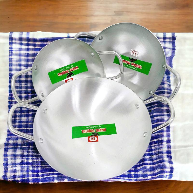 Combo 3 chảo nhôm (16cm,18cm,22cm) loại dày lòng sâu tráng bánh xèo, xào chính hãng giá rẻ - Hunghome 2