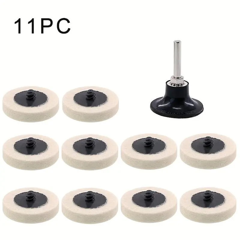 Wool Felt Polishing Pad, 2 Inch Polishing Pad with Shank, Quick Change Disc Roll Lock Surface Polishing Buffing Pads Wheels 7