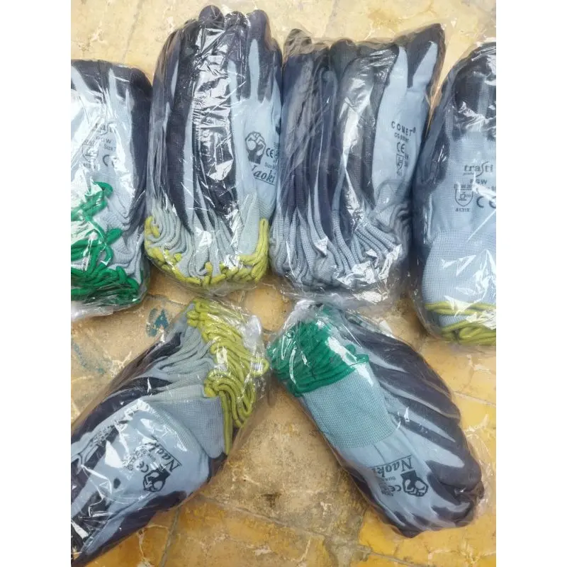 COD 1 Lusin Sarung Tangan Grey Lapis Karet 12 Pasang GROSIR