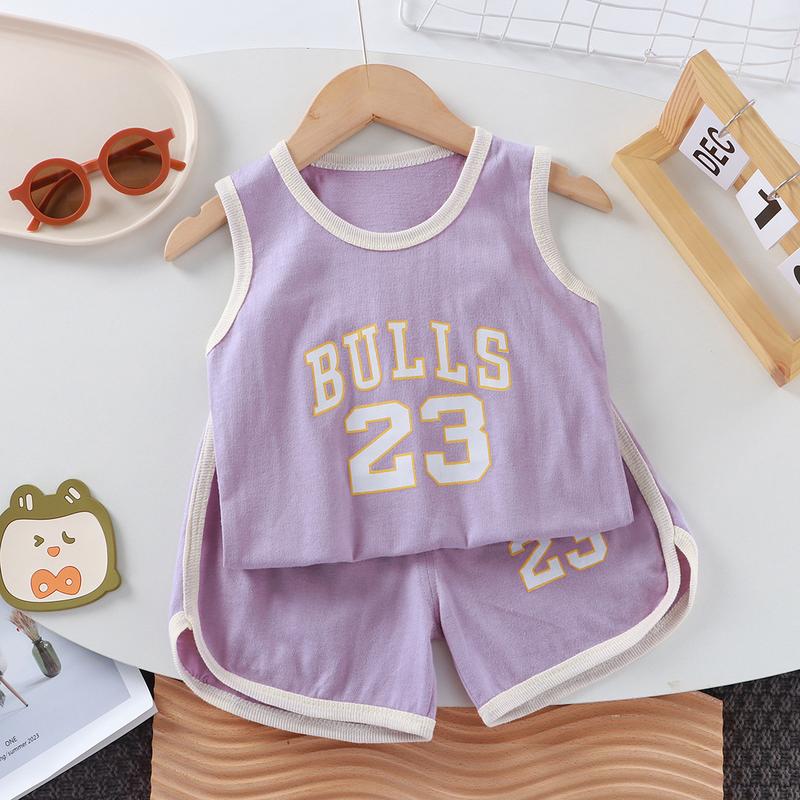 Bộ Đồ Vest Trẻ Em, Không Tay, Chất Liệu Cotton, Cho Bé Gái Và Bé Trai, Phong Cách Hàn Quốc, Quần Áo Trẻ Em Mùa Hè Mới, Hai Mảnh, Bán Buôn Có Sẵn 1