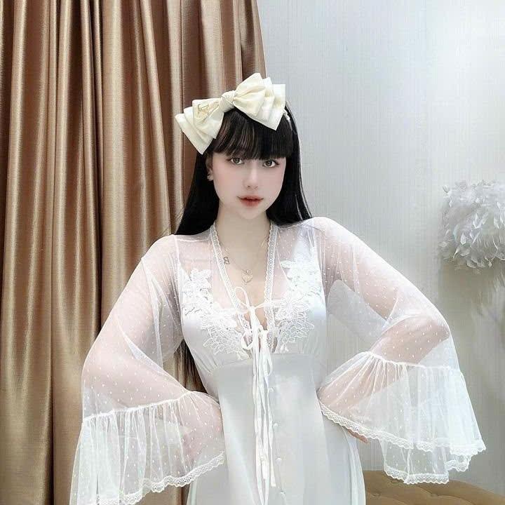 Váy ngủ dáng dài tay xoè tiểu thư 0