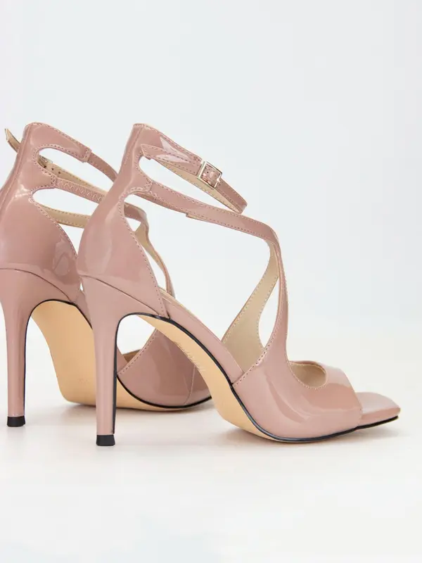 Women's Fashionable Glitter Square Toe Stiletto Sandals, Elegant Buckle Design High Heel Sandals for Party, Banquet, Fashion Shoes for Party, Banquet, Footwear 3