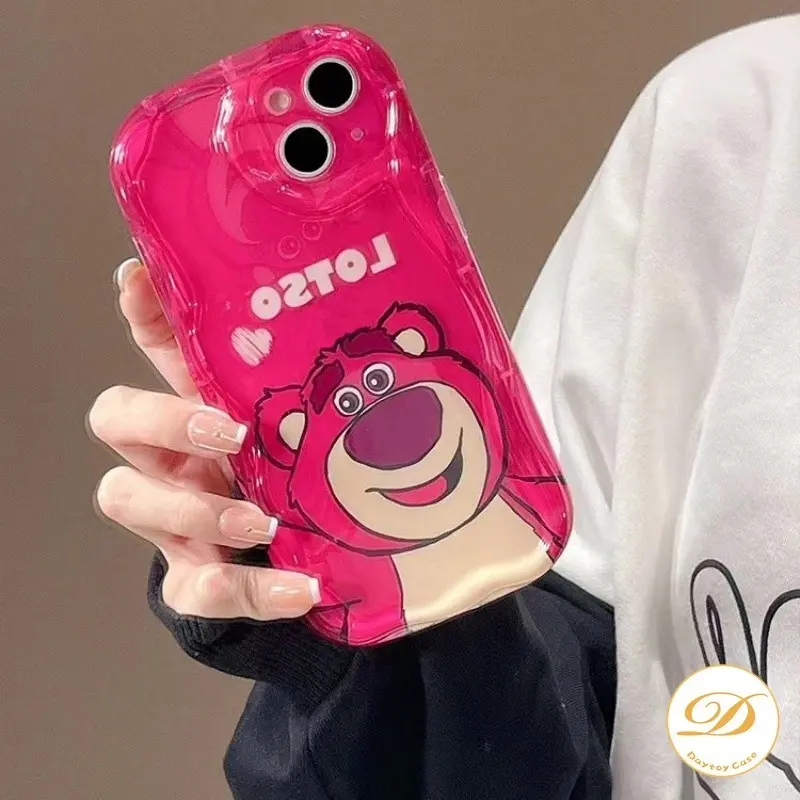 Casing Lembut Lotso Lucu Untuk OPPO A54 A16 A58 A38 A17 A57 A15 A77 A18 A78 A12 A17K A77s A53 A7 A5s A76 A16K A54s A3s A1K A55 A98 A12E A74 A95 A16E A52 A96 A31 A9 A5 Reno 8T 8Pro 8F 7Z 5 5F 6 Kartun Beruang Stroberi 3D Sampul Transparan Tepi Bergelombang 6