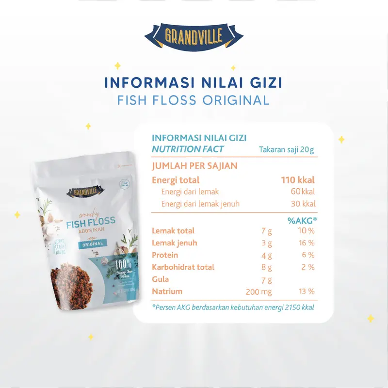 Grandville Abon Sapi, Ayam & Ikan Crunchy Trio Mix Pack - Non Msg Gluten Free 3