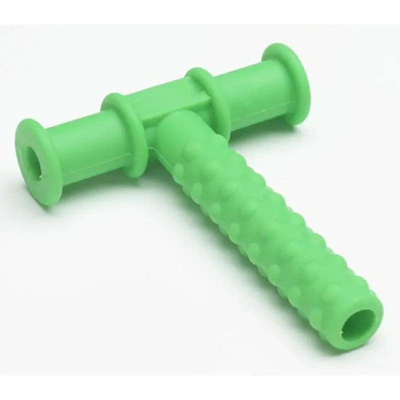 Teether speech delay bentuk huruf T alat terapi telat bicara anak autis bayi adhd oral sensorik stimulasi silikon mainan latihan kunyah oromotor baby sensori tekstur mpasi GTM tumbuh gigi peluit hiperaktif gigit wicara chewy tubes chewing tube 4