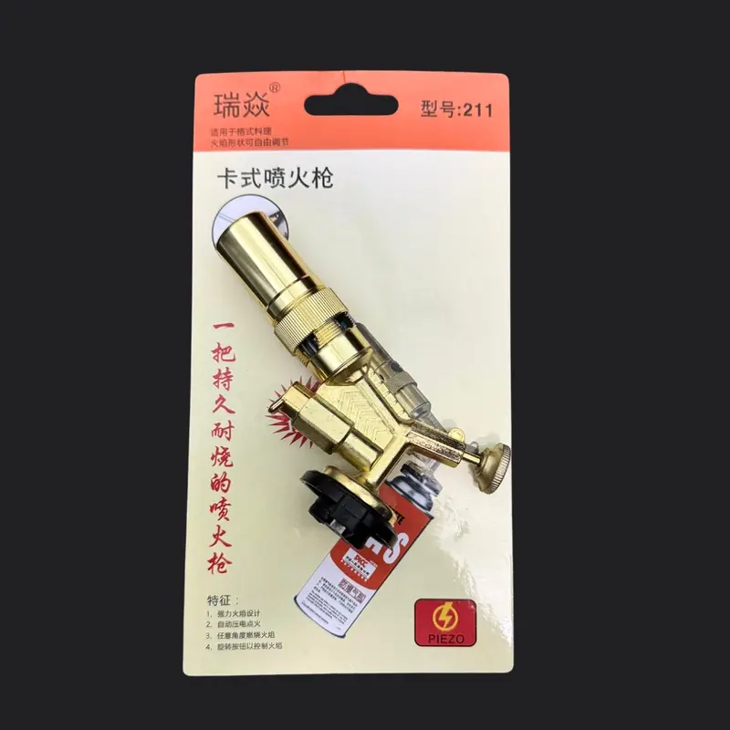 Khò ga mini 211C Nòng Ngắn, đánh lửa tự động, có vòng điều chỉnh oxy và núm điều chỉnh nhiệt độ, dễ dàng sử dụng, tiện lợi phù hợp với gia đình 1