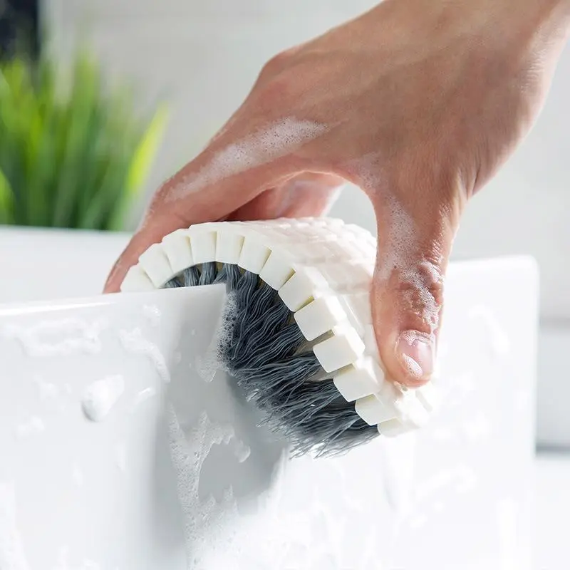 Curved Cleaning Brush, 1 Count Multifunctional Cleaning Brush, Bathroom Tile Brush, Kitchen Faucet Corner Brush, Cleaning Tool for Home Bathroom Kitchen 3