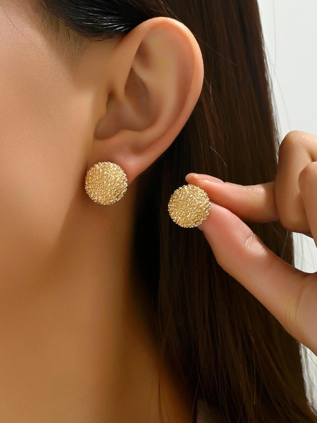 1 Pair Round Shaped Stud Earrings, Fashion Elegant Jewelry for Women for Party, Daily Clothing Decor, Minimalist Aesthetic Jewelry Gift for Her