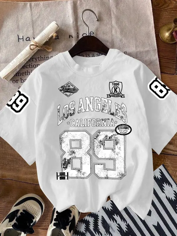 Women's Letter Print Round Neck Tee, Fashion Casual Crew Neck T-Shirt for Daily Holiday Vacation Outdoor Wear, Ladies Clothes for Summer, Crewneck Top, Womenswear 1