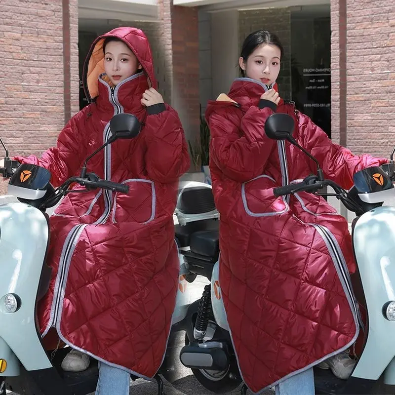 Tấm Chắn Gió Xe Đạp Điện Mùa Đông, Hàng Mới Về, Lót Lông Cừu, Dày Dặn, Đi Xe Đạp Ngoài Trời, Chống Thấm Nước, Chống Lạnh, Áo Gió Ấm Áp 6