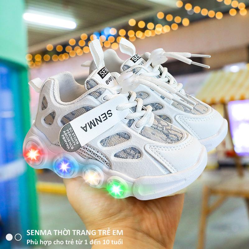 SENMA Giày với đèn cho bé gái trắng giày thể thao bé gái 1 tuổi đến 10 tuổi