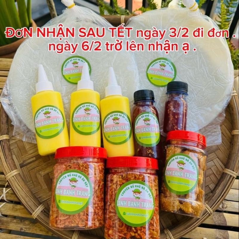 [ 109K FREESHIP ] Bánh tráng phơi sương 300g, hành phi muối ruốc 200gr , bo 3 chai hủ tóp mỡ kèm chai sốt tắc