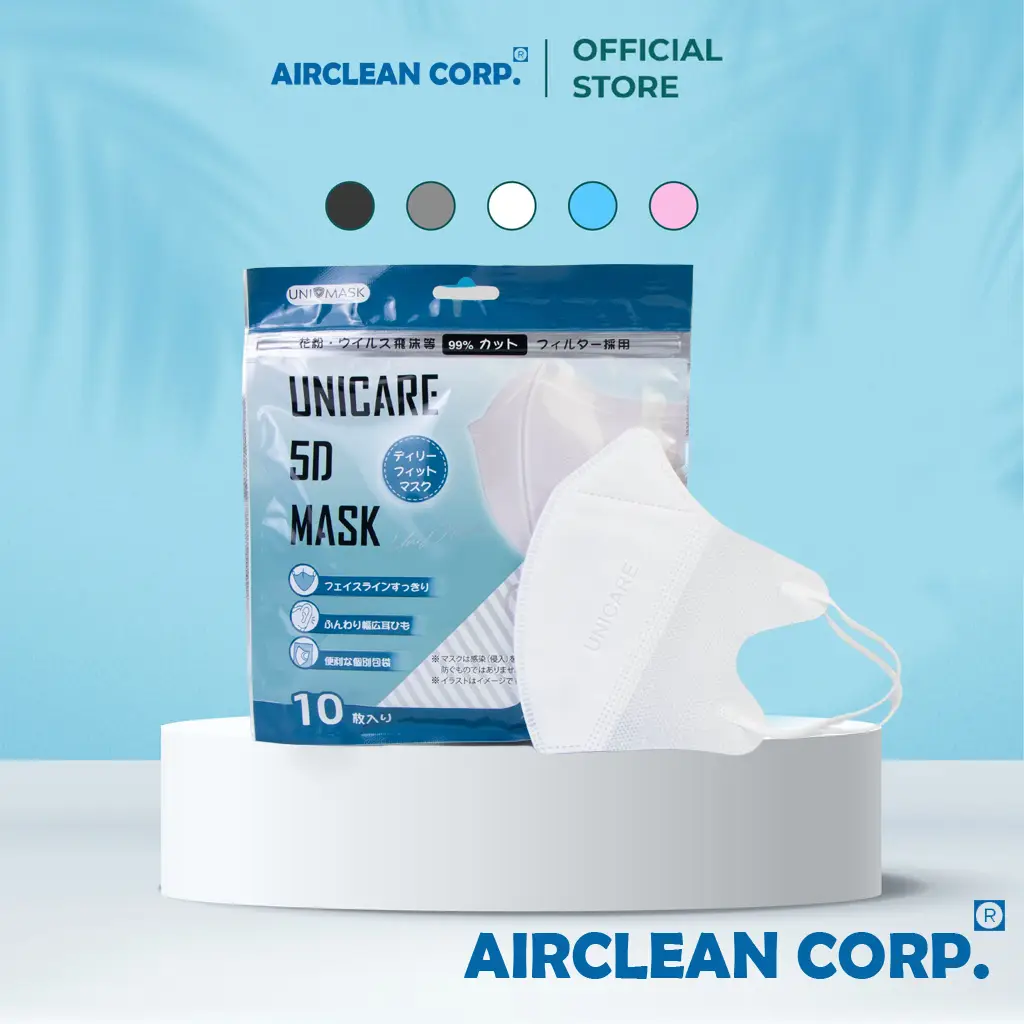 5D Unicare - Gói 10 Chiếc Khẩu Trang 3 Lớp Kháng Khuẩn
