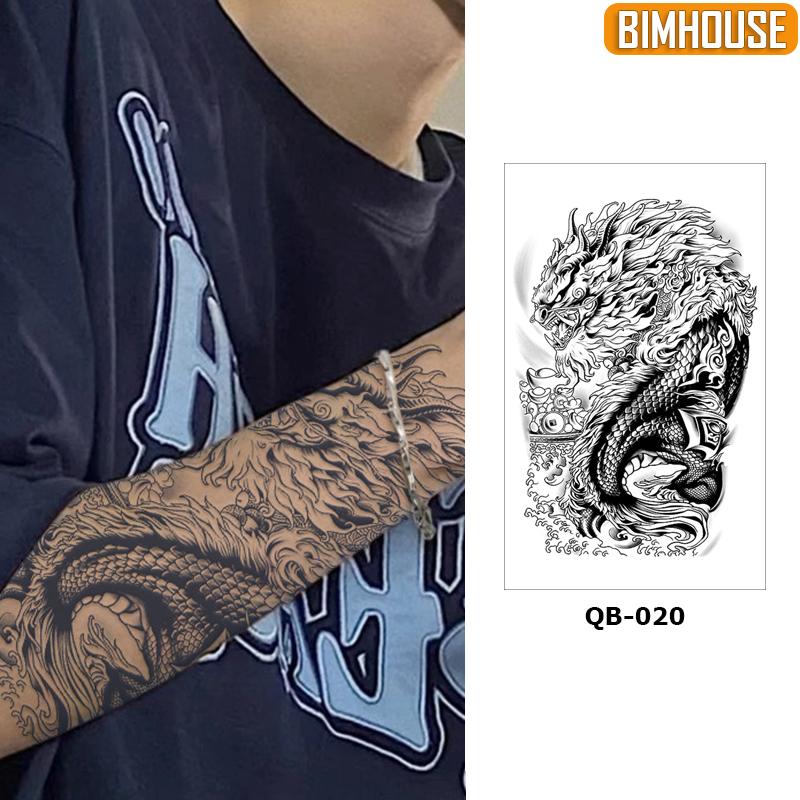 Hình xăm cánh tay hình rồng HY-020, miếng dán hình xăm nhật cổ thảo dược bền 15 ngày chống nước