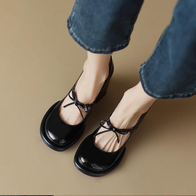 Vintage Mary Jane Flat Shoes, Square Toe Design with Thick Heels, Anti-Slip Design, Available in Multiple Colors, Gift for Girlfriend. 5