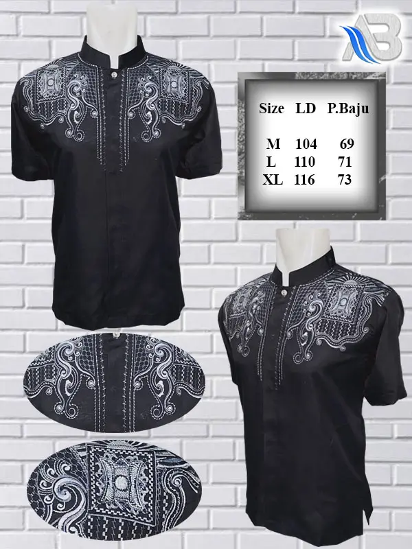 Baju Koko Pria Dewasa Terbaru Koko Lengan Pendek Baju Koko Bordir Koko Katun Mikro COD Katun Muslim 1