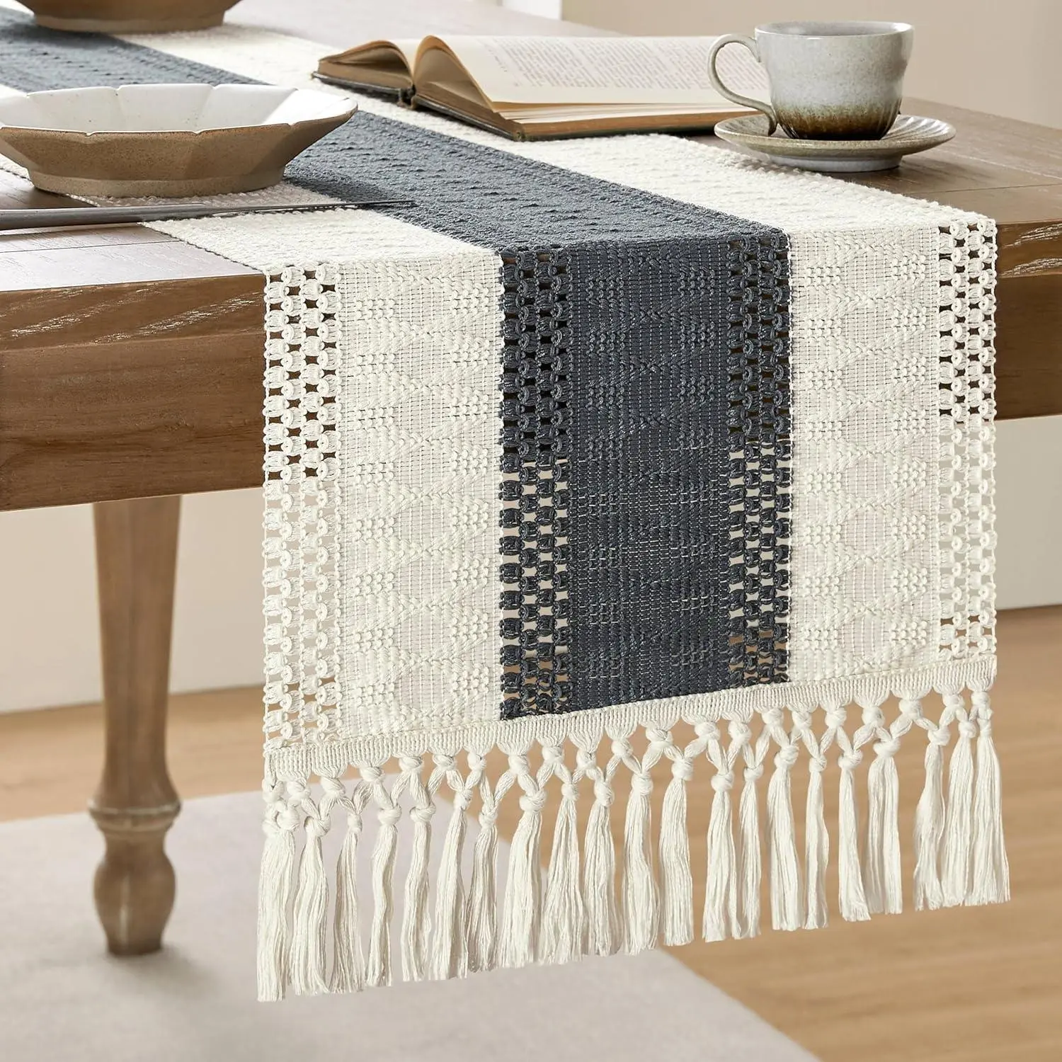 Bohemian Style Table Runner, 1 Count Modern Simple Tablecloth, Table Decoration Supplies for Home Kitchen Dining Room
