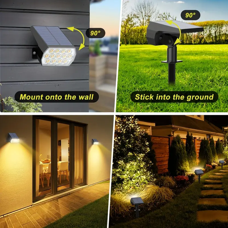 Solar Powered Garden Spotlight, 3 Lighting Modes Solar Powered Garden Flood Light, Outdoor Lighting for Patio Pathway Driveway Pool Yard 6