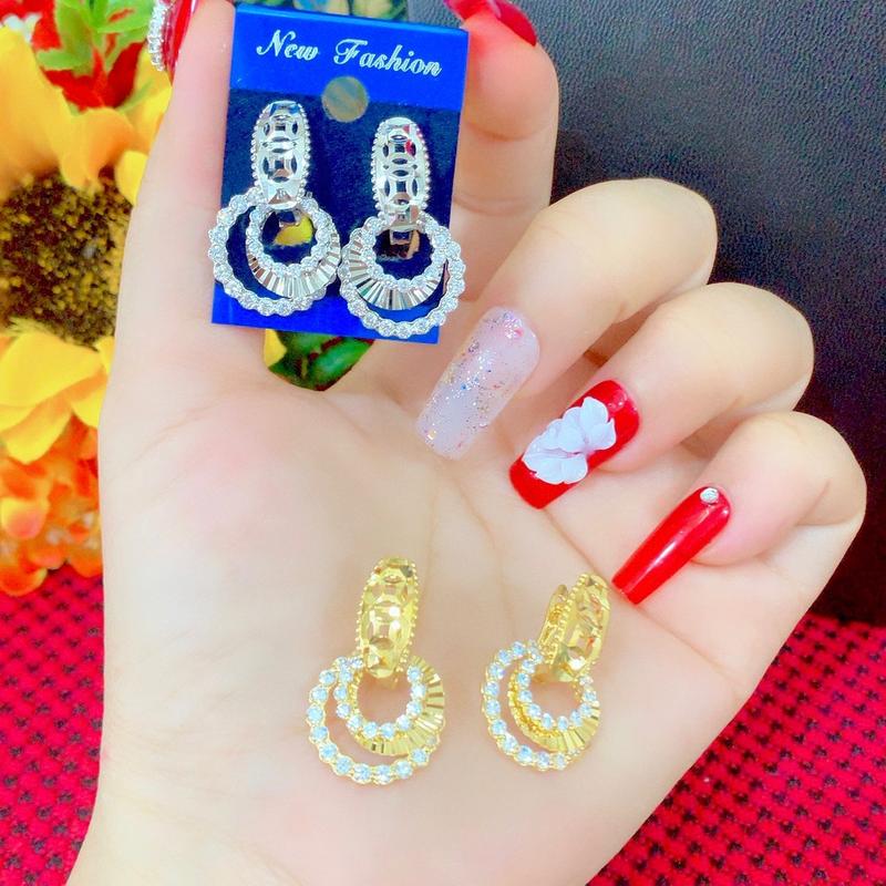  Bông Tai nữ xi kim thiết Kế Lovely xinh sang đeo đi chơi đi tiệc xinh Hoa Voi Women bộ trang khuyên kimberly jewellery gemmi jewelry 