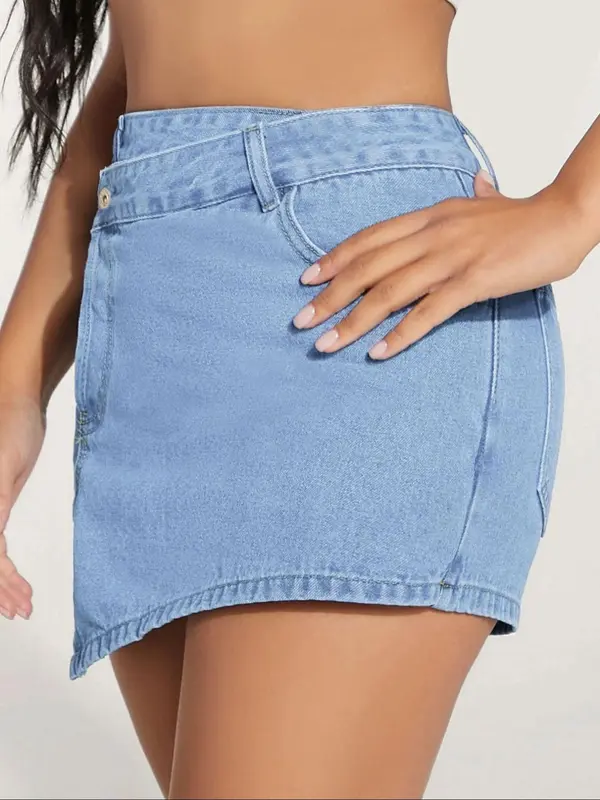 Women's Denim Skort, Casual Fashion Short Skort for Daily Outdoor Wear, Ladies Bottoms for Summer, Womenswear 5