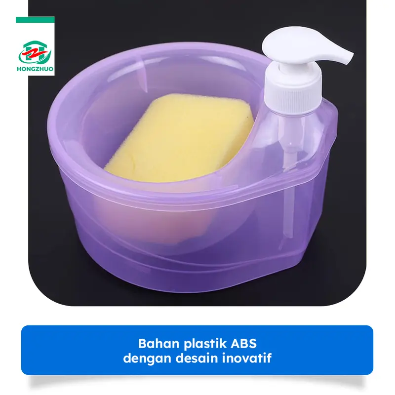 Hongzhuo Tempat Sabun Cair Cuci Piring Bentuk Bulat Soap Pump Dispenser 2in1 1000ml + Sponge 4