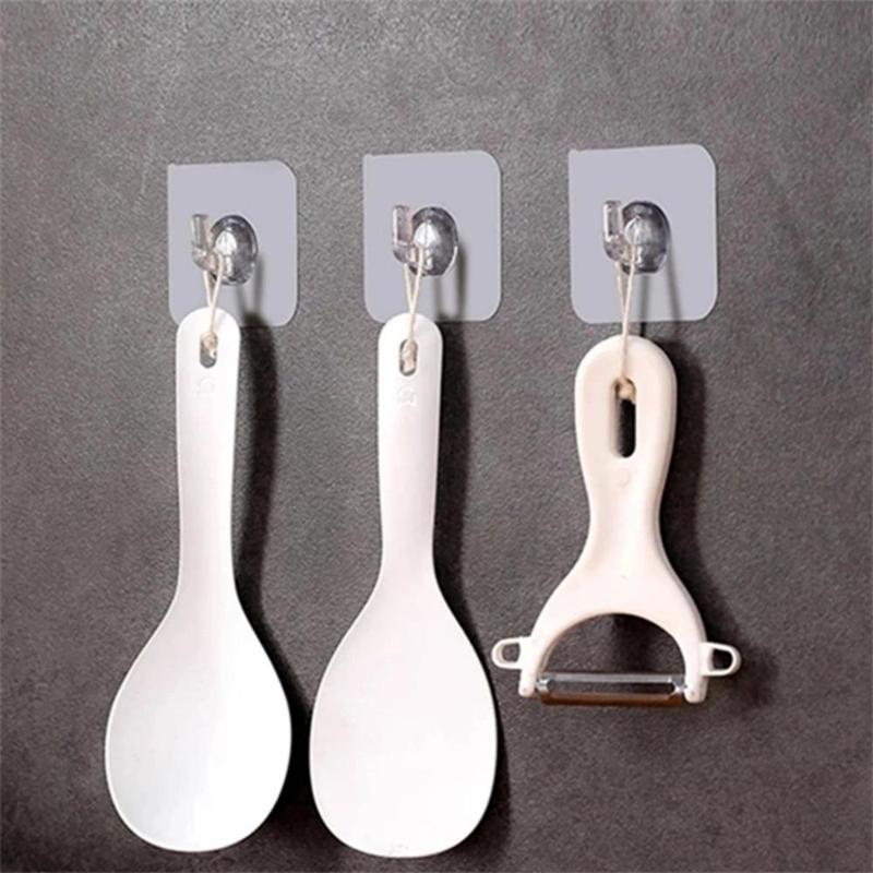 1 Set Clear Hook, Transparent Self-adhesive Hooks, Multifunctional Kitchen Bathroom Organizers 5