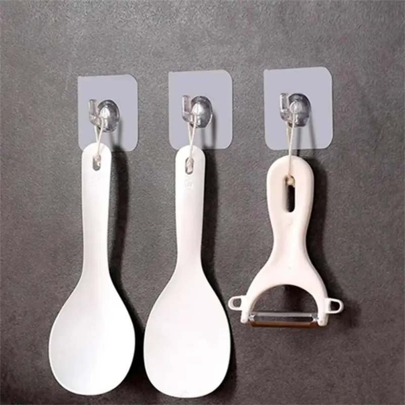 1 Set Clear Hook, Transparent Self-adhesive Hooks, Multifunctional Kitchen Bathroom Organizers 5