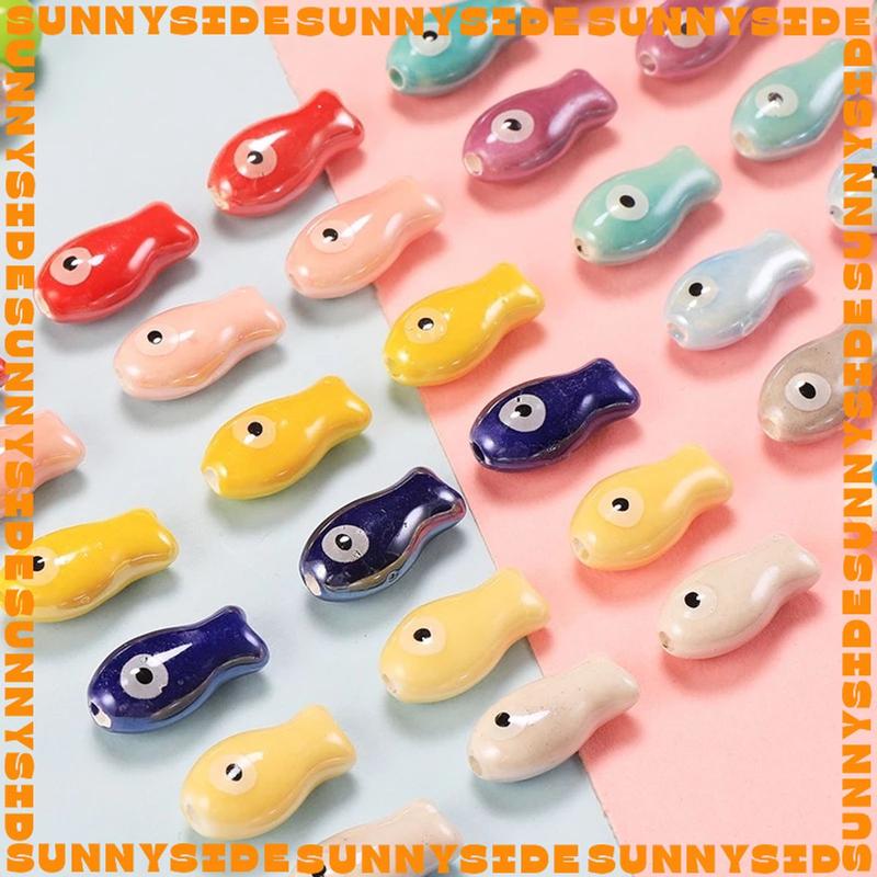 Charm Con Cá Gốm Hạt Gốm Hình Con Cá Mắt Quỷ Evil Eye Làm Vòng Đeo Tay Mặt Dây Chuyền Phụ Kiện Trang Sức