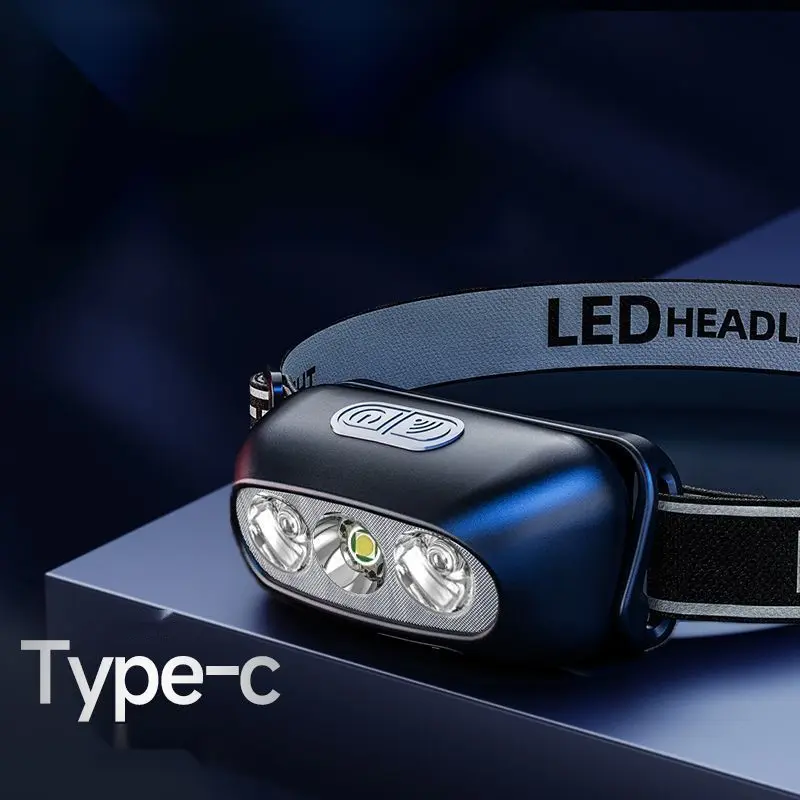 Headlight Led Super Bright Rechargeable Head-Mounted Strong Light Induction Super Bright Flashlight Small Portable Fishing Miner's Lamp
