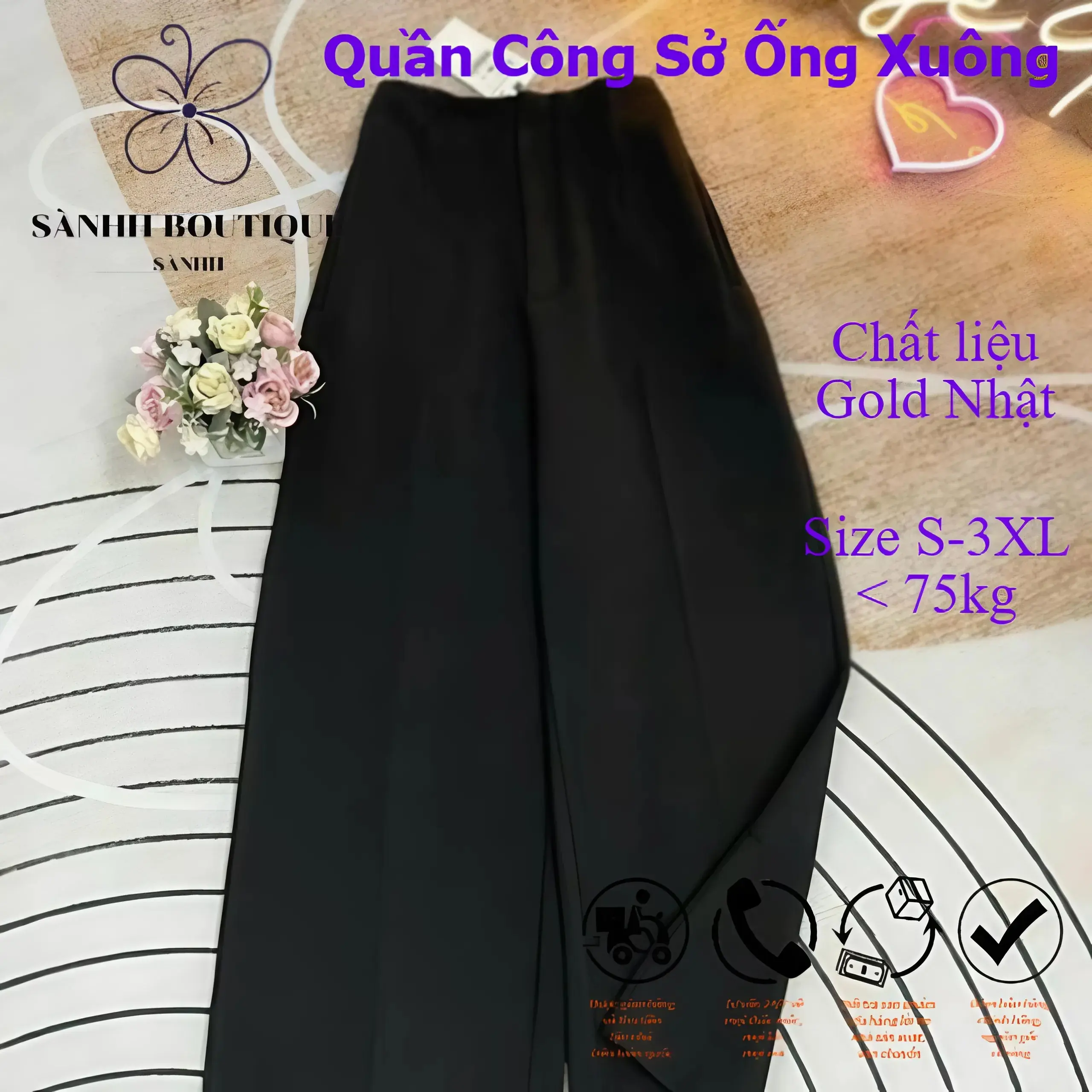 Quần Công Sở Ống Xuông- Thiết Kế Ly Chìm Tôn Dáng Gọn Bụng- Mã 6891