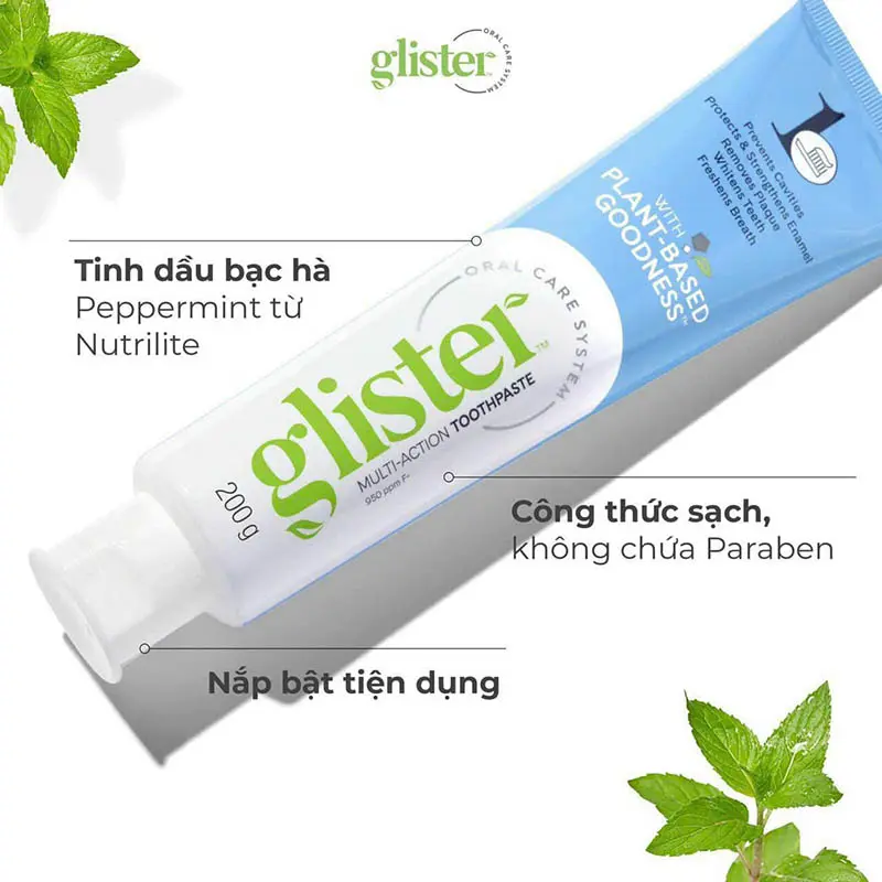 [Hàng cty] Kem đánh răng Amway Glister Bạc Hà mẫu mới 200gr