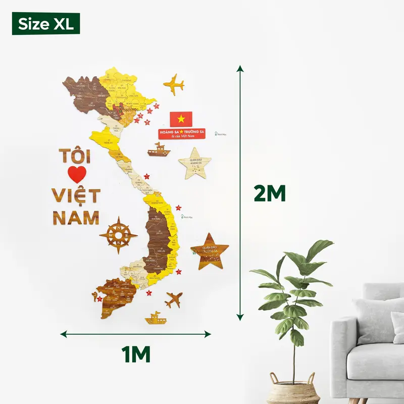 [63 TỈNH THÀNH] Bản Đồ Gỗ Việt Nam 63 tỉnh thành đầy đủ quần đảo Hoàng Sa và quần đảo Trường Sa Decor Trang Trí Dán Tường Phòng Khách, Nhà Cửa, Công Ty, Bàn Làm Việc, Trường Học, Cơ Quan Văn Phòng 4