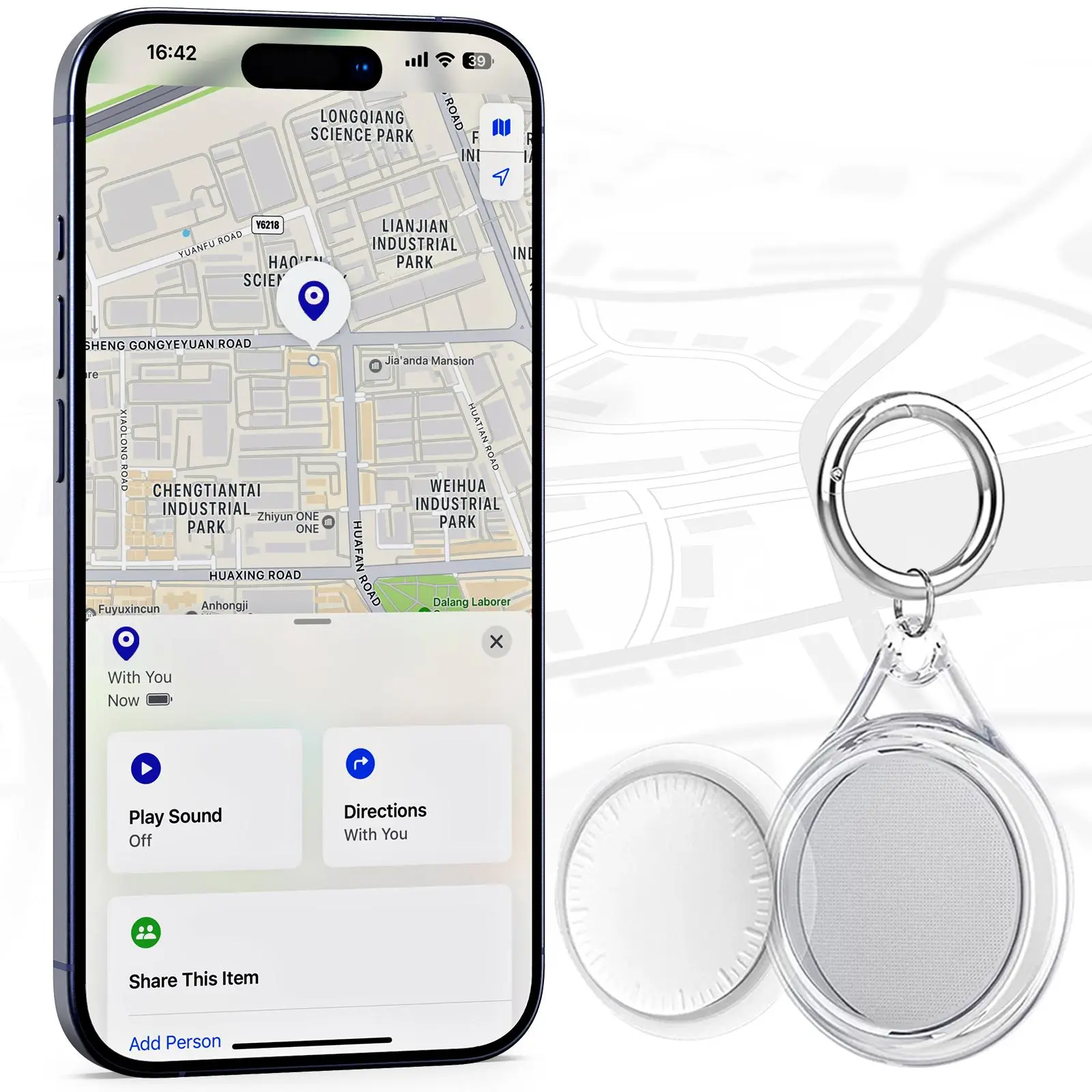 GPS Tracker, Anti-lost Device, Key Finder, GPS Locator, Pet Key Tracker, Protective Case with Keychain, Tracker for Luggage, Wallet, Backpack, Handbag, Dog Collar