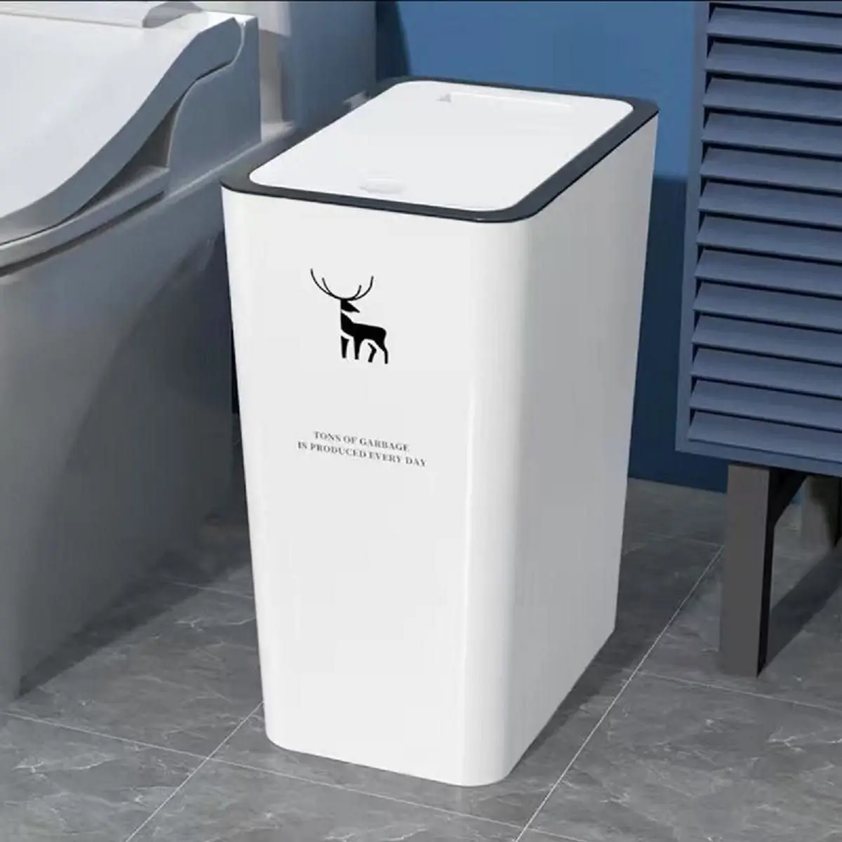Muzy Tong Sampah Tempah Sampah Tertutup Desain Minimalis Rubbish Bin Tempat Sampah Dapur HSB602
