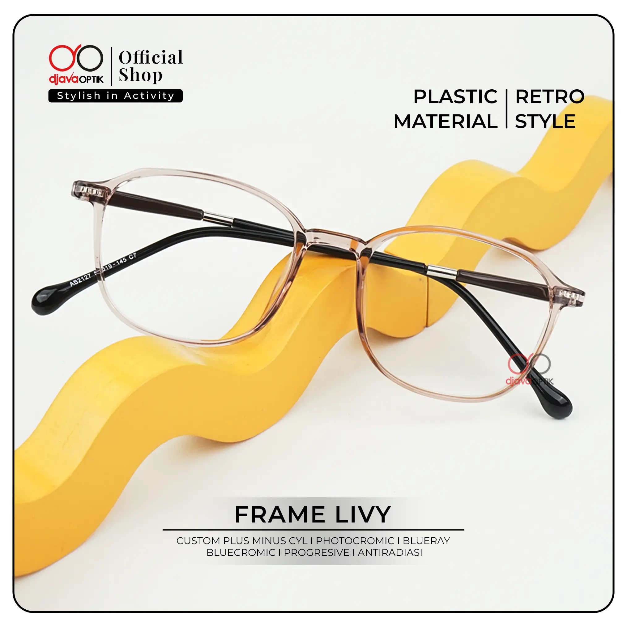 [ DJAVA OPTIK ] Kacamata Livy Normal s/d -4.00 Photocromic Blueray Anti radiasi Eyewear Glasses Bluecromic Frame Lensa Antiradiasi