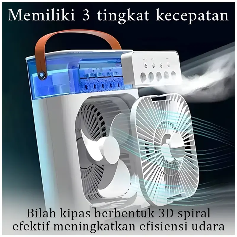 Kipas Angin Mini AC LED 3 in 1 Portable Air Cooler Humidifier 600 ML Kode 002 5