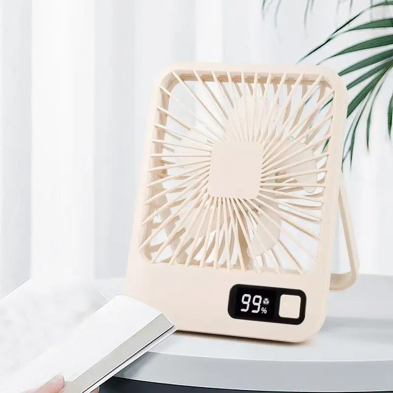 Portable USB Rechargeable Fan, 180° Rotatable Fan with Power Display, 5-speed Adjustable Personal Fan, Suitable for Home Office