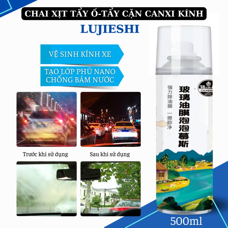Chai xịt vệ sinh gương kính ô tô khỏi các vết Ố,tẩy cặn canxi,các vết bám bẩn lâu ngày,xịt bọt rửa làm sạch sâu bề mặt kính ô tô LUJSHE Chính hãng 300ml