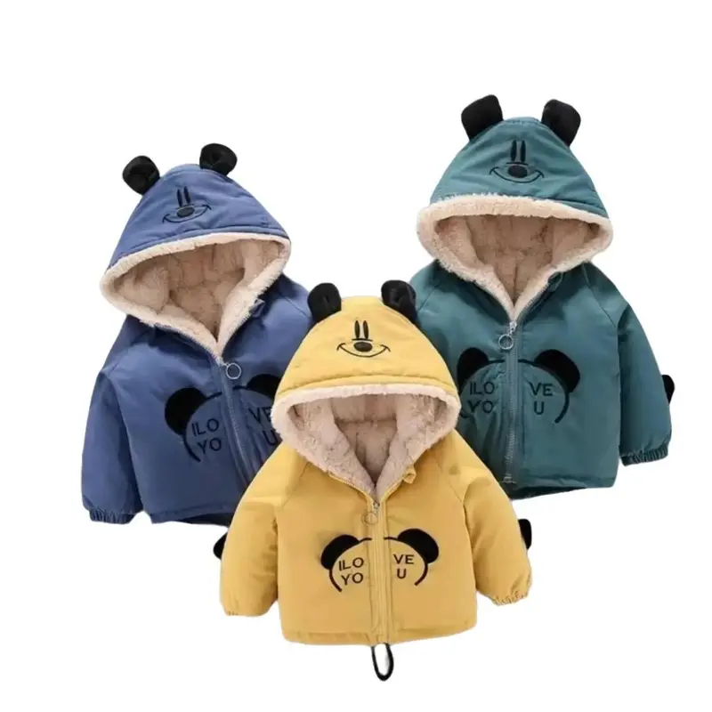 Áo khoác cho bé, áo phao gấu có mũ lót lông cho bé trai bé gái cao cấp ấm áp từ 7-23kg 0