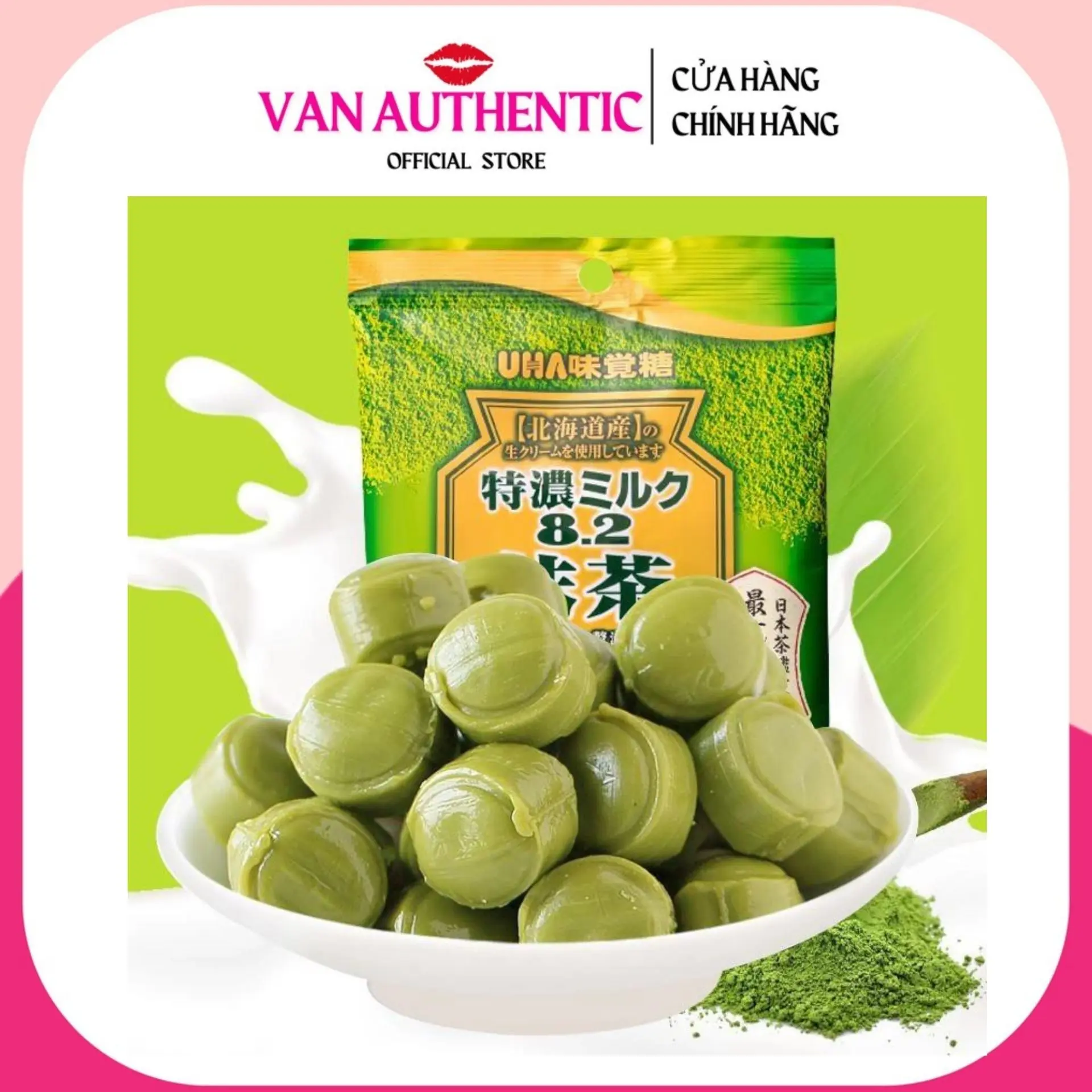 Kẹo sữa trà xanh UHA Tokuno 58g