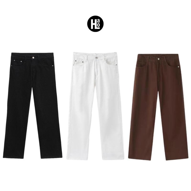 [ĐỘC QUYỀN LIVE] QUẦN BAGGY TRƠN ỐNG SUÔNG - quần jeans baggy ống suông trơn basic unisex Ong Nam Menswear Pants Loang Có Túi