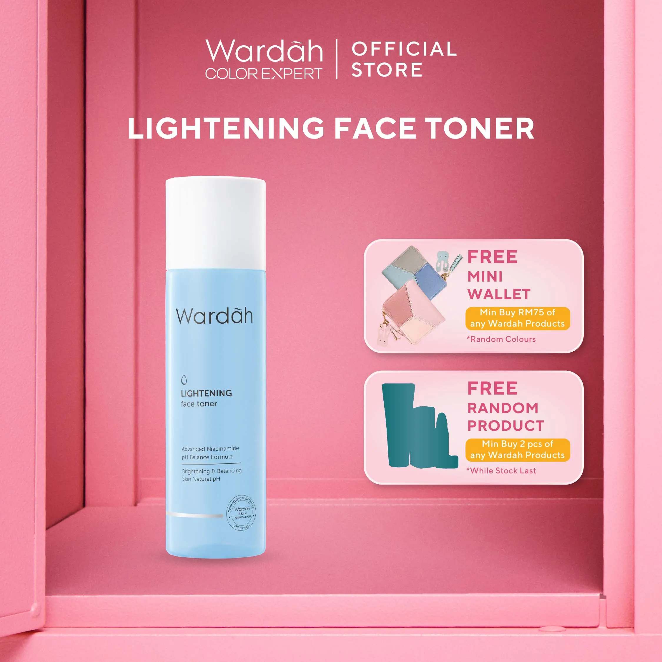 Wardah Lightening Niacinamide Face Toner 125ml - Hydrating Toner with AHA Glycolic Niacinamide ADV,  pH-Balanced Formula