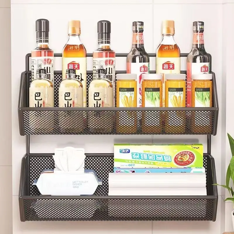 Giá Để Đồ Nhà Bếp, Giá Để Gừng Và Tỏi, Giá Để Đồ Hai Lớp, Không Cần Đinh, Treo Tường, Giá Thoát Nước Gia Vị Rau Củ, Dụng Cụ Hữu Ích 8
